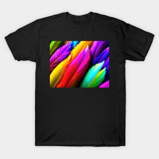 Abstract bright coloured feathers illustration T-Shirt